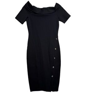 Karen Millen Black Off-Shoulder Midi Dress